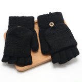 1 Pair Women Hand Warmer Flip Gloves Gift Soft Half Finger Mittens Gloves Knitted Thicken Artificial Wool Thermal Autumn Winter