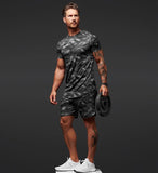 Two-Piece Short-Sleeved Suit Fitness Leisure Camouflage Sportswear