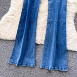 Korean Style Raw Hem High Waist Split Jeans