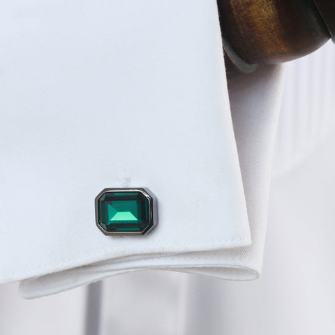 Men's Button Glass Plating Cufflinks