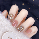 Champagne Gold Full Diamond Manicure Patches Wearing Fake Nails Finished