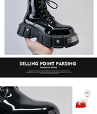 New Men's Chunky Heel Platform Round Head Lace-up Martin Boots