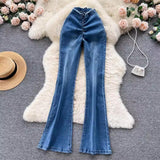 Korean Style Raw Hem High Waist Split Jeans