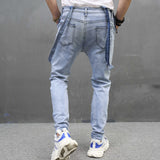 Men's Slim Ripped Strap Skinny Trousers