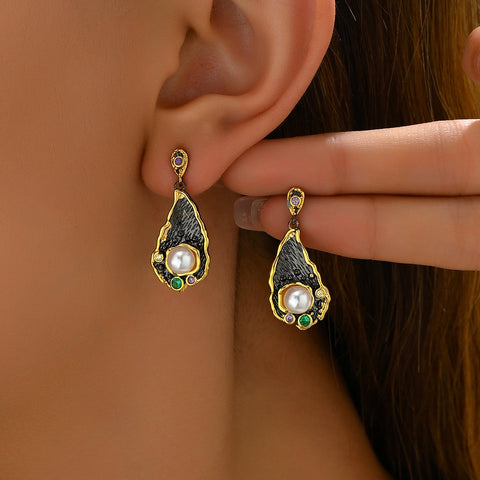 Fashion Drop Oil Inlaid Zircon Design Earrings