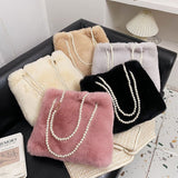 Women's Fashion Plush Pearl Shoulder Bag