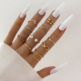 Ins Cold Wind Pearl Ring 10 Piece Set