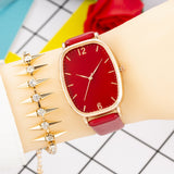 Ins Style Simple And Exquisite Womens Tonneau Belt Quartz Watch