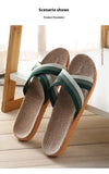 Linen Slippers Home Couple Indoor Wooden Floor Home Thick-soled