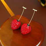 Red Strawberry Fashion Design Earrings