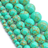 Natural Gold Wire Green Turquoise Diy Handmade Round Bead Accessories