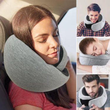 Travel Neck Pillow Non-Deformed Airplane Pillow Travel Neck Cushion Durable U-Shaped Travel Memory Cotton Nap Neck Pillow