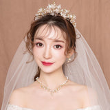 Veil Bride Wedding Dress Crown Three-piece Headdress Crown Super Fairy Series