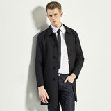 Men Trench Coat Navy Blue Single Breasted