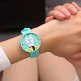 Women's White Cat Silicone Watch