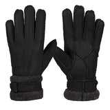 Men's Real Sheepskin Fur One-piece Thickened Split Finger Gloves