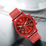 Dual-faced Roman Numeral Mesh Band Quartz Unisex Watch