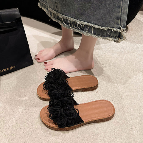 Flower Soft Bottom Outdoor Flat Slippers