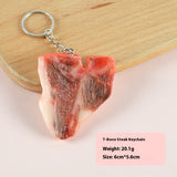 Food Meat Ribs Keychain Creative Pendant Shooting Props