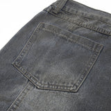 Old And Dirty Jeans With Waste Soil Wind Men's Split Stitching