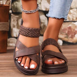 Flat And Thick Soled Cross Woven Women's Sandals