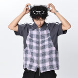 Men's Contrast Color Plaid Short Sleeve Shirt