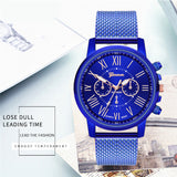 Dual-faced Roman Numeral Mesh Band Quartz Unisex Watch