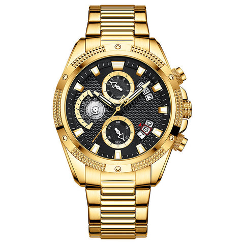 Men's Fashion Sports Waterproof Multifunctional Large Dial Quartz Watch