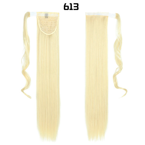 European And American Long Straight Hair Velcro Ponytail