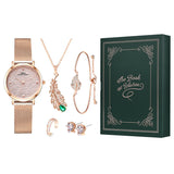 Ladies Set Watch Rhinestone Jewelry Bracelet Necklace