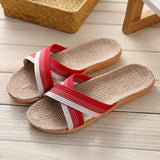 Linen Slippers Home Couple Indoor Wooden Floor Home Thick-soled