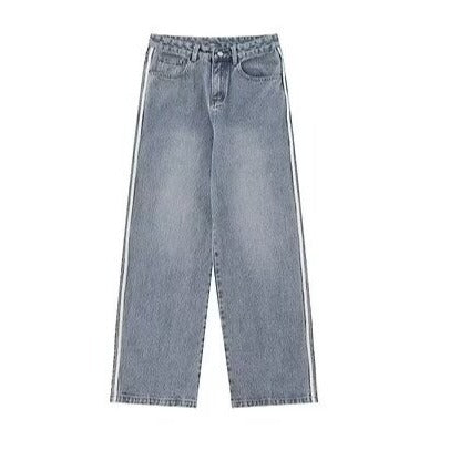 Men's Japanese Style Striped Jeans Loose Trousers