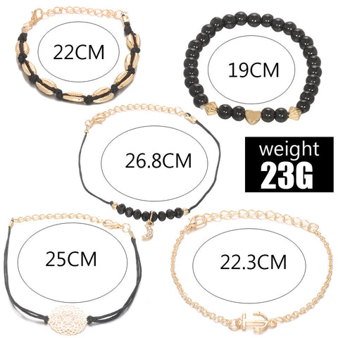 Woven Shell Hollow Carving Bracelet Love Five Piece Set