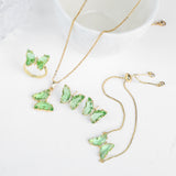 Lucky Crystal Butterfly Four-piece Suit Color Necklace