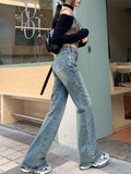 Retro Straight Jeans High Waist Wide Leg Trousers