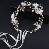 Women Flower Headband With Ribbon Wreath Wedding Party Ladies Girls Garlands Floral Crown Hairband NIN668