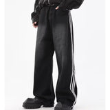 Men's Japanese Style Striped Jeans Loose Trousers