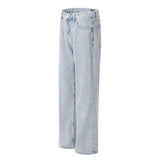 Wash Light Color Denim Straight-leg Pants Casual Loose Trousers