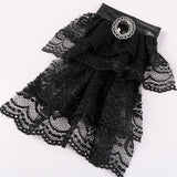 Vintage Shirt Fabric Embroidered Lace Black Detail Bow Tie