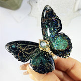 Retro Three-dimensional Black Butterfly Polarized Green Barrettes Gift