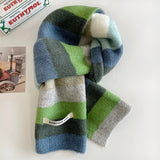 Assorted Colors Retro Contrast Color Striped Scarf