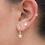 Sterling Silver Needle Fashionable And Elegant Five Pointed Star Earrings