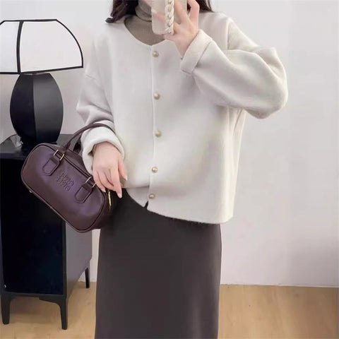 Single-breasted Simple Knitting Cardigan Coat Autumn And Winter Loose Sweater