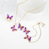 Lucky Crystal Butterfly Four-piece Suit Color Necklace