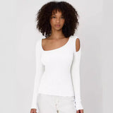 Versatile Long Sleeve Slim-fit Solid Color Top