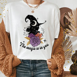 Halloween Ghost Witch Pumpkin Print Casual Short Sleeved Shirt