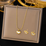 Stainless Steel Necklace Earrings Women's Jewelry Suit