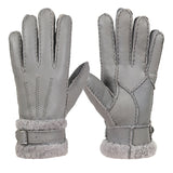 Men's Real Sheepskin Fur One-piece Thickened Split Finger Gloves