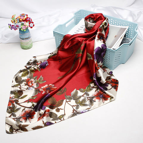 Women's Vintage Printed Silk Scarf