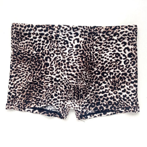 Men's Low Waist Boxer Briefs Boxers Leggings Elastic Leopard Print Sexy